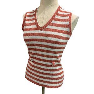 Small Love Kisses Women's Vintage Red Stripe Sweater Sleeveless Vintage 1980s